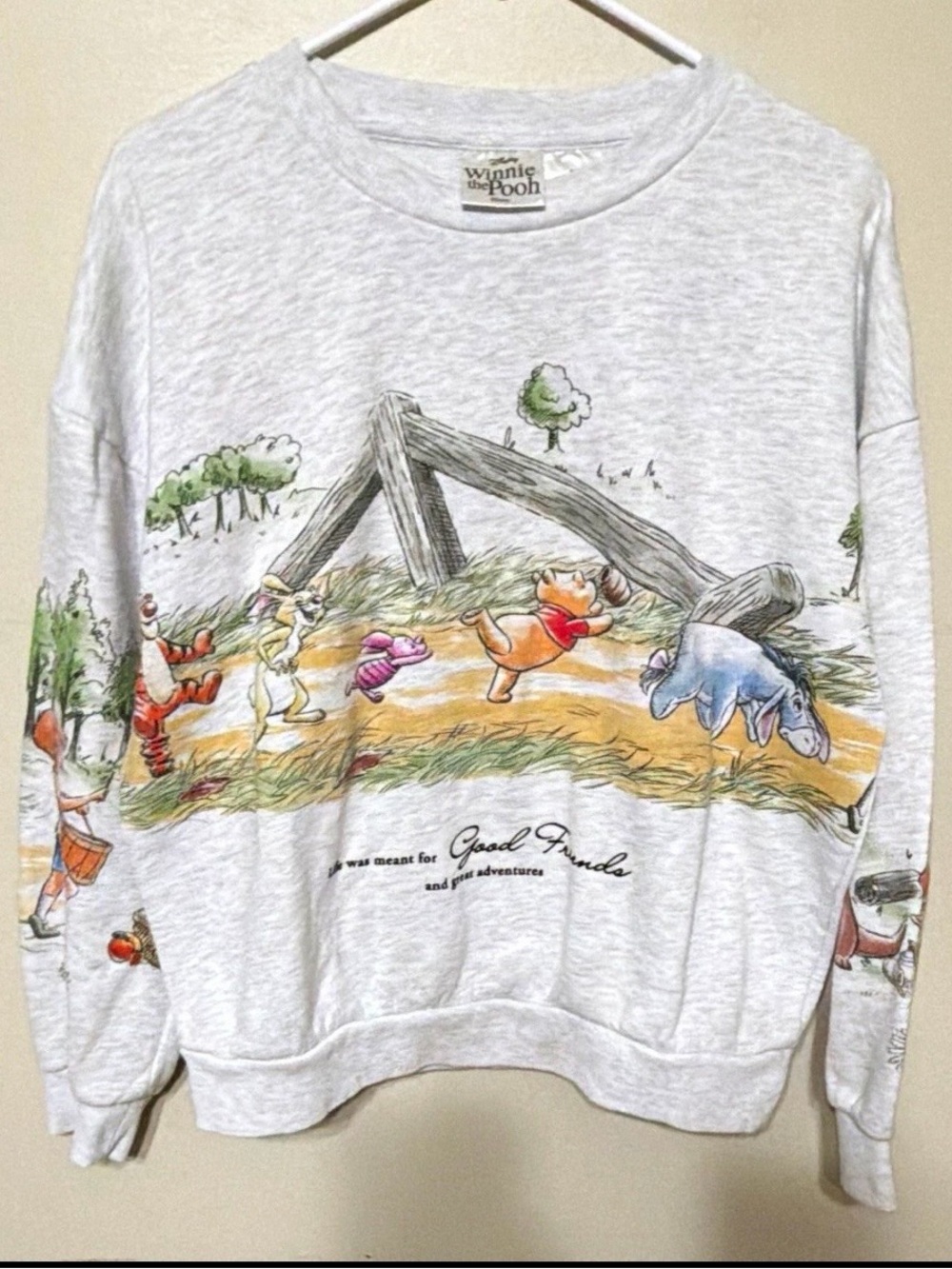 Disney Winnie the Pooh Women’s M Gray Crewneck Pullover Graphic Sweatshirt